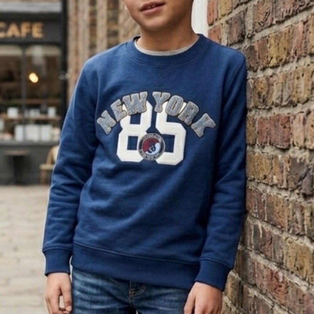 Scotch & Soda Kids XL Crewneck Sweatshirt Blue Graphic “New York 85”  Pullover